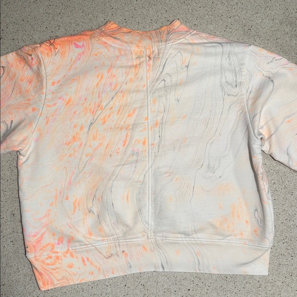 Cotton Citizen Crop Marble Sweatshirt 🤍🧡 White Coral Neon Orange Women’s Small - Picture 12 of 15
